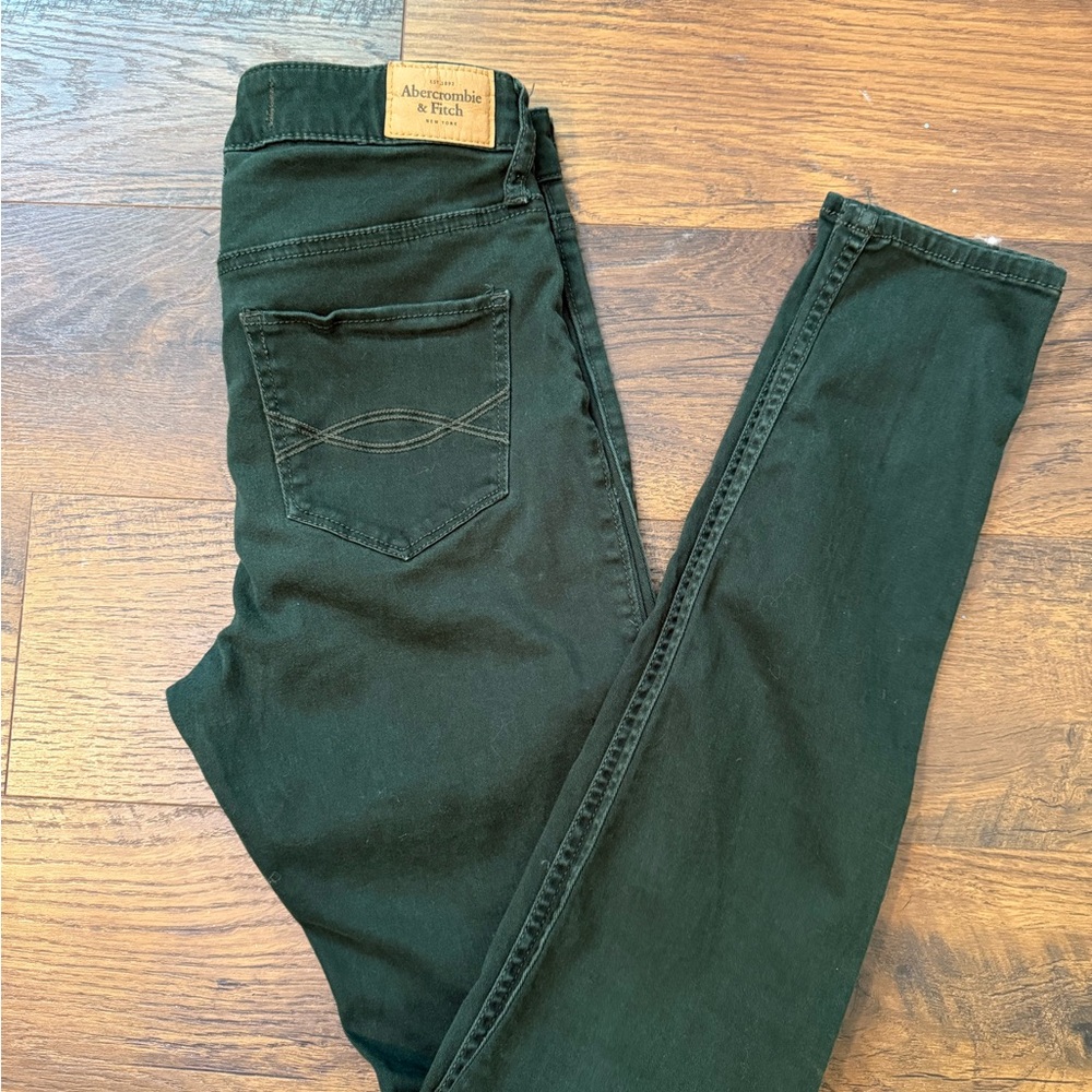 Abercrombie‎ & Fitch Dark Green Skinny Jeans Stretch Fit size 2